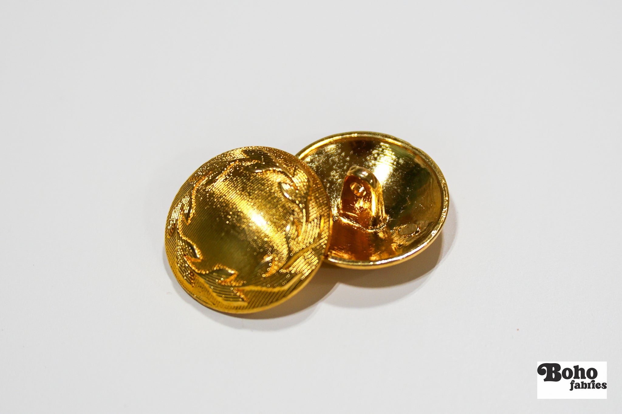 Gold Wreath Metal Shank Buttons. 24L (15mm / 5/8"), 30L (19mm / 3/4"), 36L (23mm / 7/8") - Boho Fabrics - Buttons & Snaps