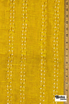 Golden Mustard Open Weave Stripe Woven Fabric - Boho Fabrics - Woven, Fabric