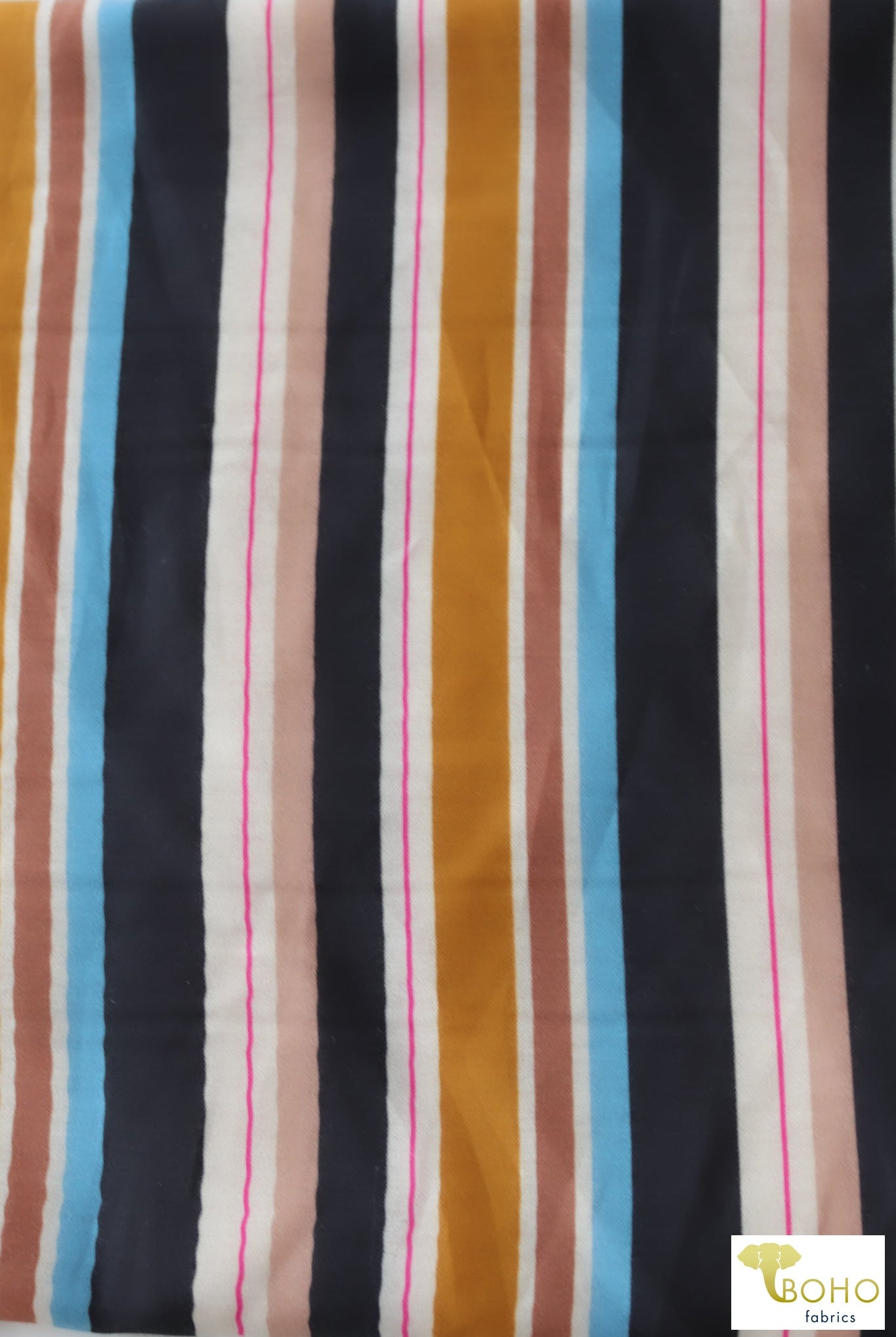 Golden stripes, Silk/Cotton Woven. Stripes run Vertical. WVP-252-YLW - Boho Fabrics