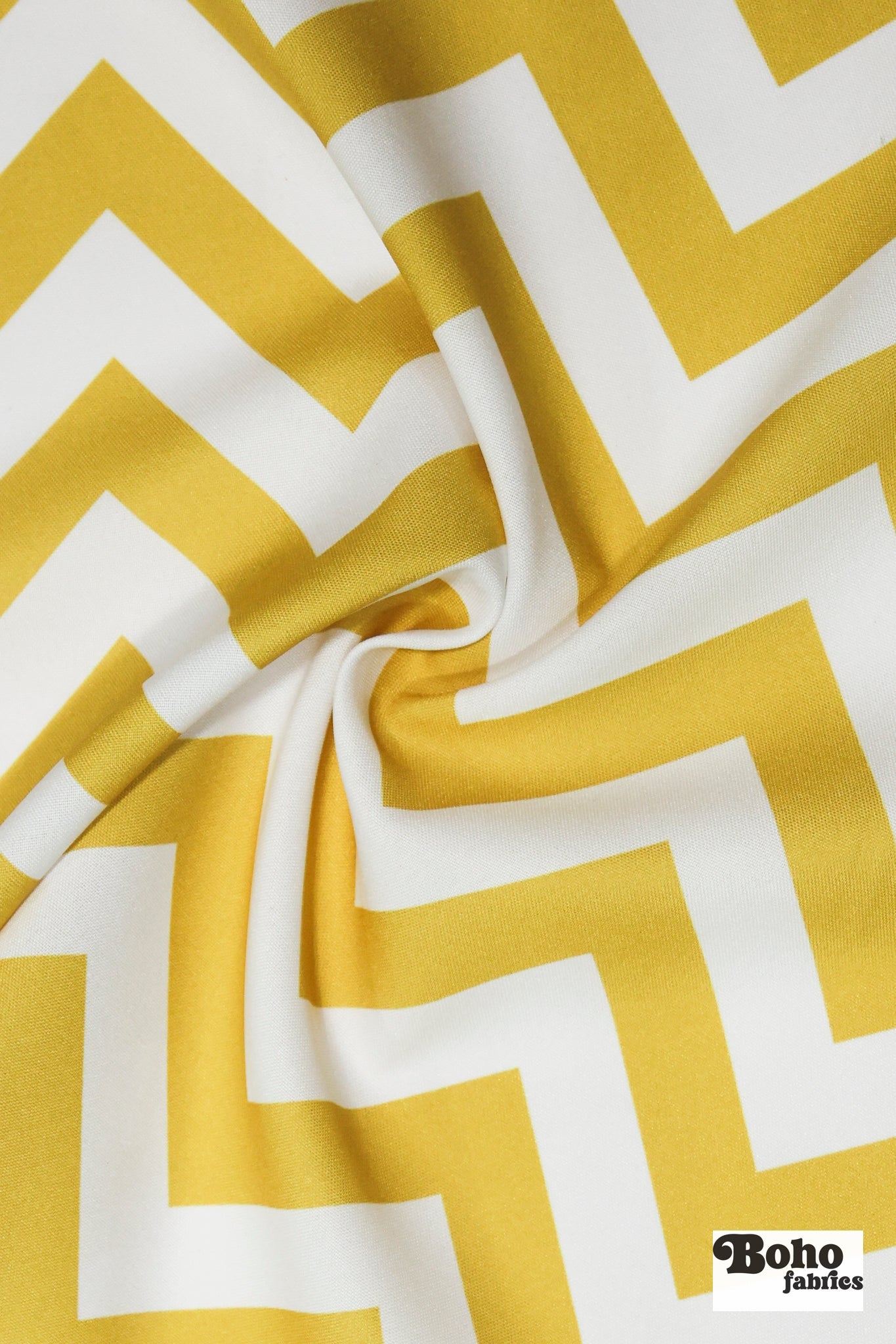 Golden & White, 1" Wide Chevron Canvas Woven Fabric - Boho Fabrics - Canvas Fabric