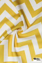 Golden & White, 1" Wide Chevron Canvas Woven Fabric - Boho Fabrics - Canvas Fabric