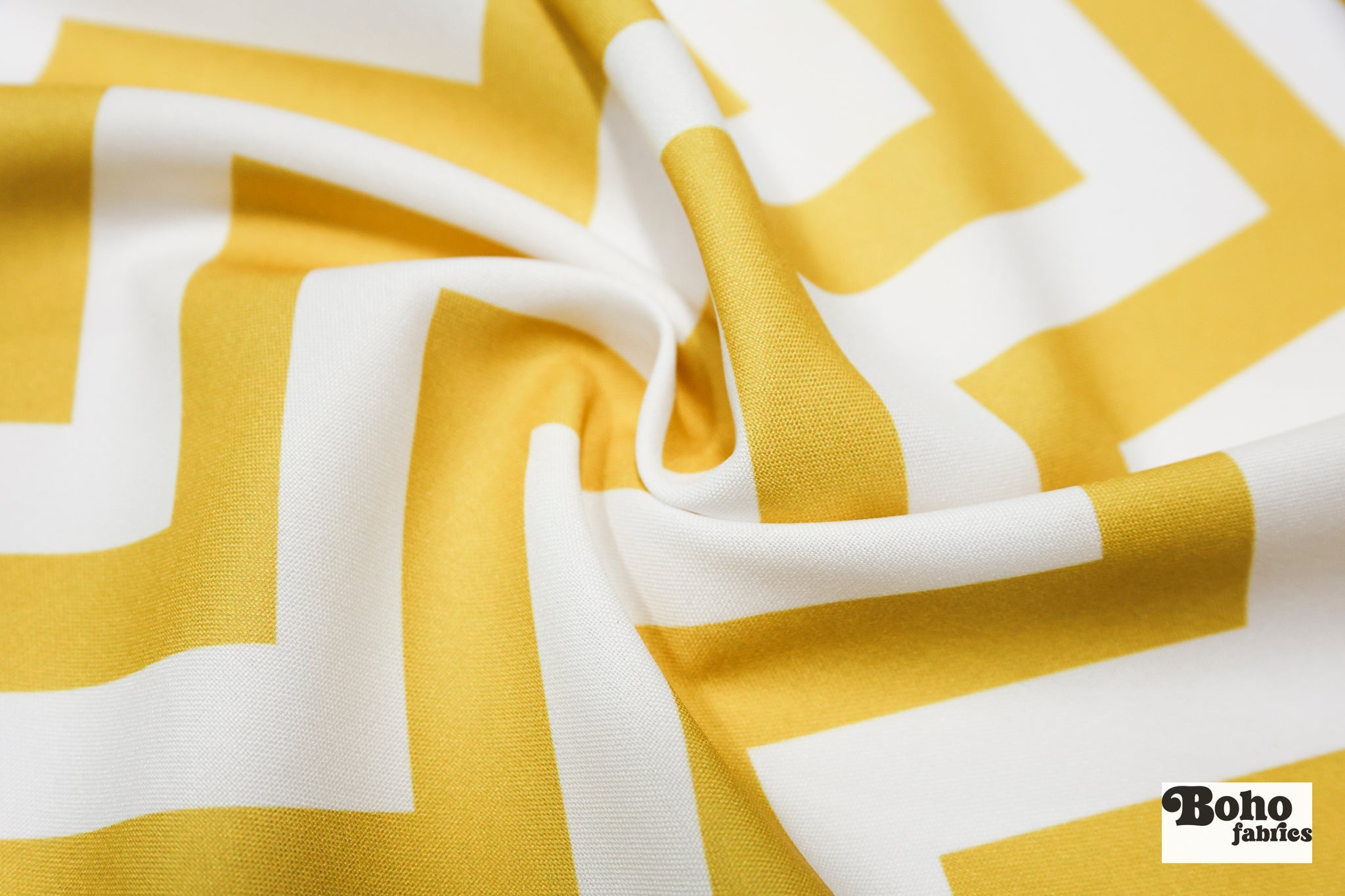 Golden & White, 1" Wide Chevron Canvas Woven Fabric - Boho Fabrics - Canvas Fabric