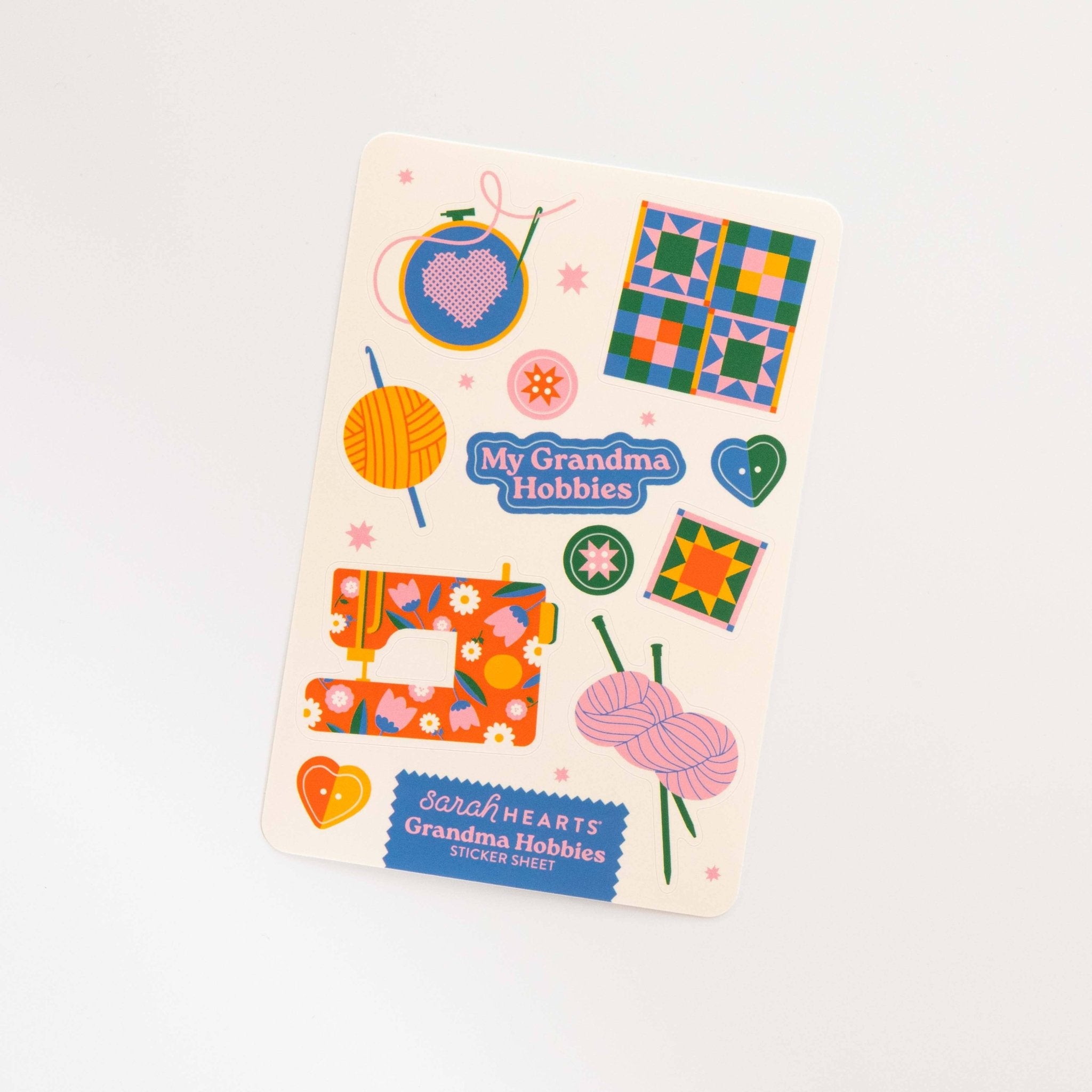 Grandma Hobbies Sticker Sheet - Boho Fabrics -