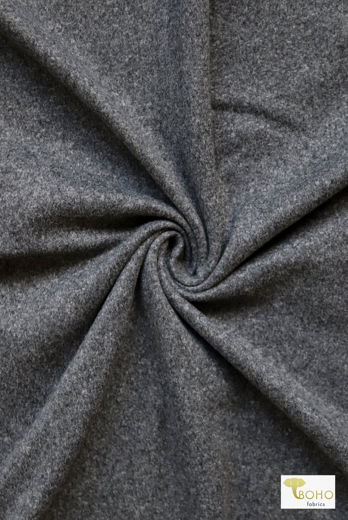 Gray Chambray, Double Brushed Poly Solid Knit Fabric - Boho Fabrics