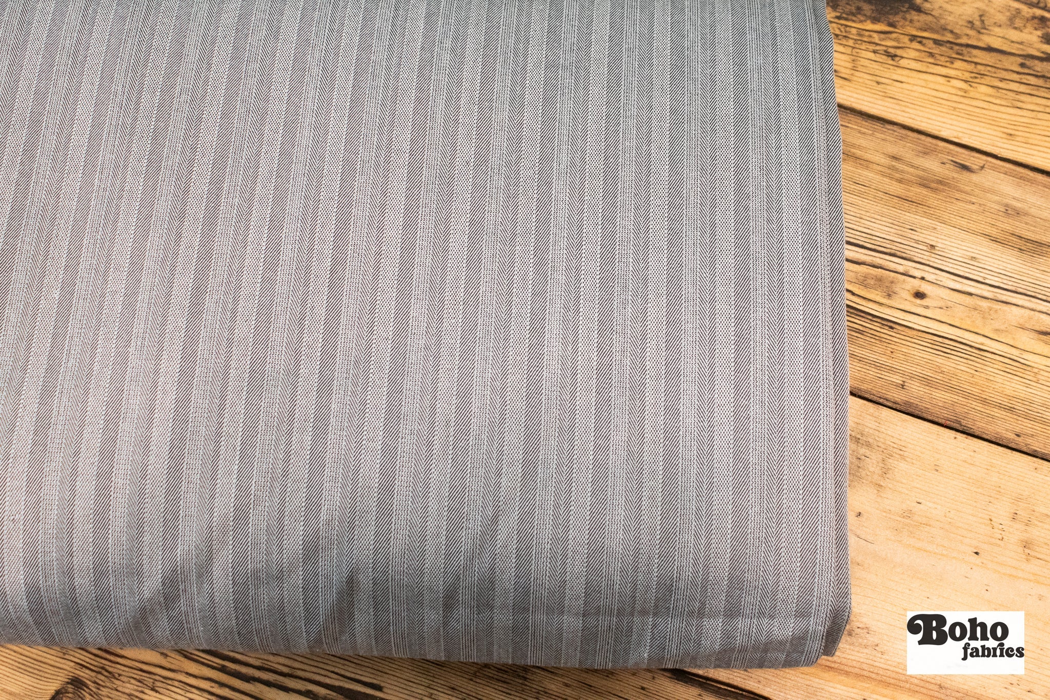 Gray Herringbone Basketweave. Shop Exclusive! - Boho Fabrics - Stretch Woven