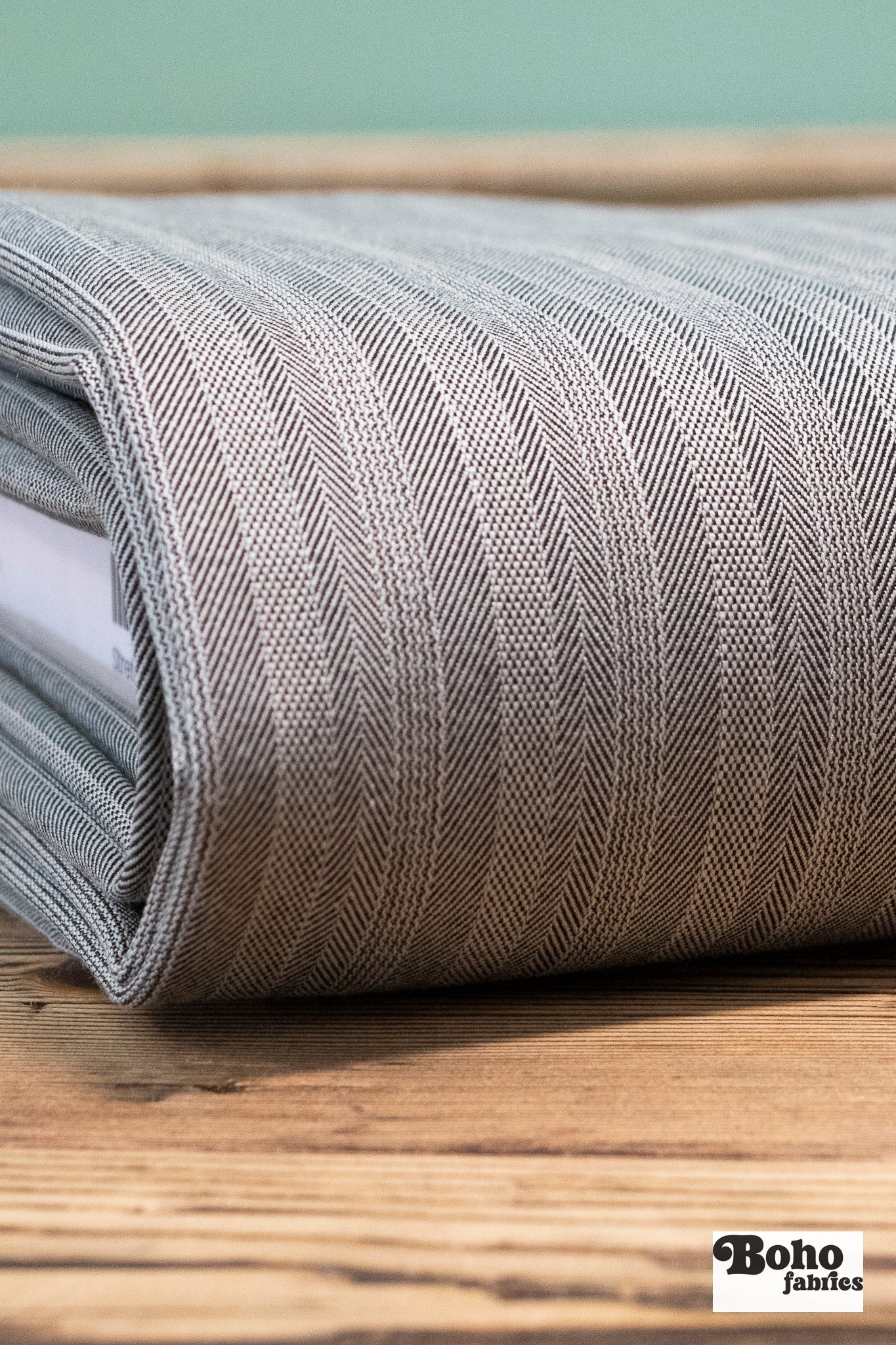 Gray Herringbone Basketweave. Shop Exclusive! - Boho Fabrics - Stretch Woven