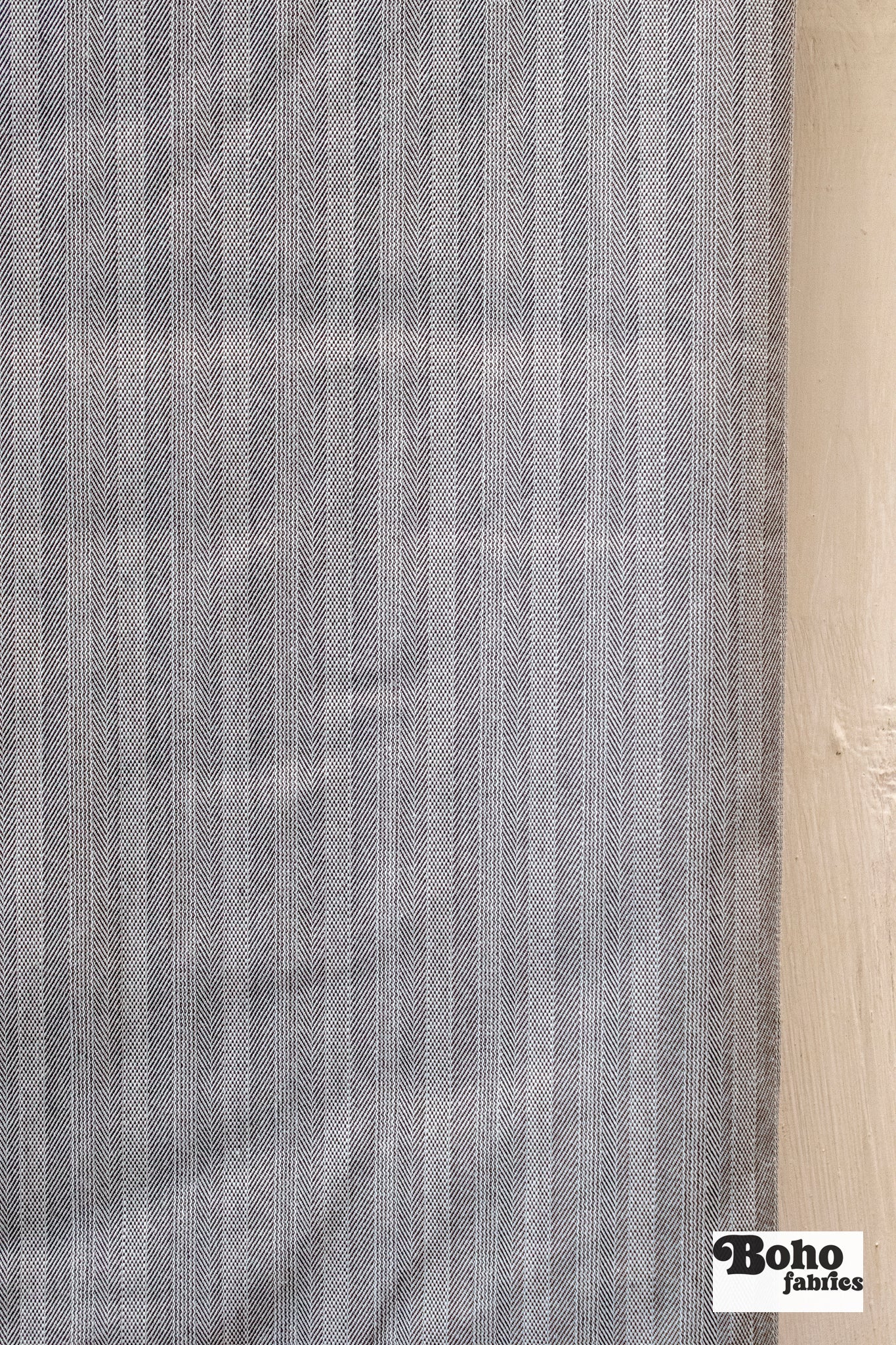 Gray Herringbone Basketweave. Shop Exclusive! - Boho Fabrics - Stretch Woven