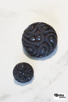 Gray Paisley Faceted, Plastic Shank Buttons. Available in 15mm (24L) and 28mm (44L) - Boho Fabrics - Buttons & Snaps