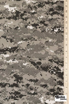 Gray, Pixelated Camo Canvas Woven Fabric *DEADSTOCK CLOSEOUT* - Boho Fabrics - Woven Fabric