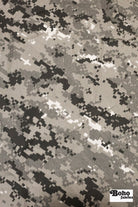 Gray, Pixelated Camo Canvas Woven Fabric *DEADSTOCK CLOSEOUT* - Boho Fabrics - Woven Fabric