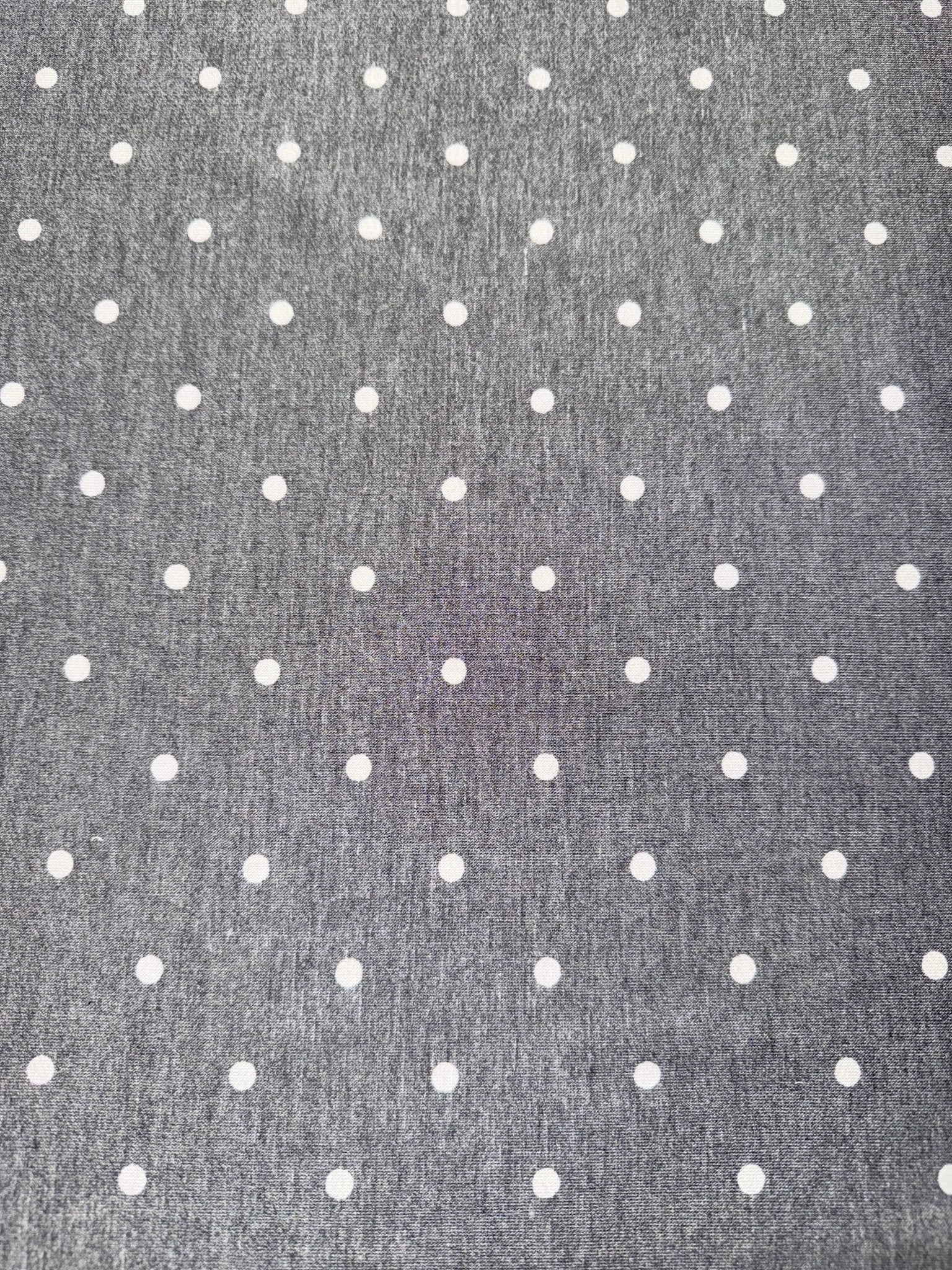 Gray Polka Dots, French Terry Knit Fabric - Boho Fabrics - French Terry Prints, Knit Fabric