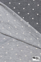 Gray Polka Dots, French Terry Knit Fabric - Boho Fabrics - French Terry Prints, Knit Fabric