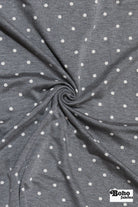 Gray Polka Dots, French Terry Knit Fabric - Boho Fabrics - French Terry Prints, Knit Fabric