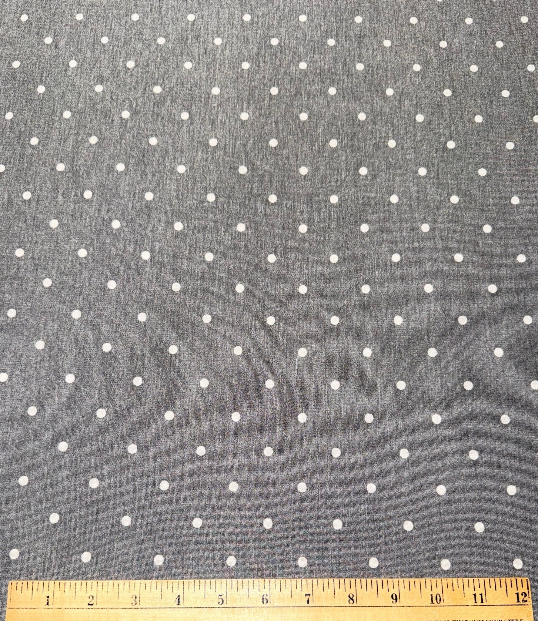 Gray Polka Dots, French Terry Knit Fabric - Boho Fabrics - French Terry Prints, Knit Fabric