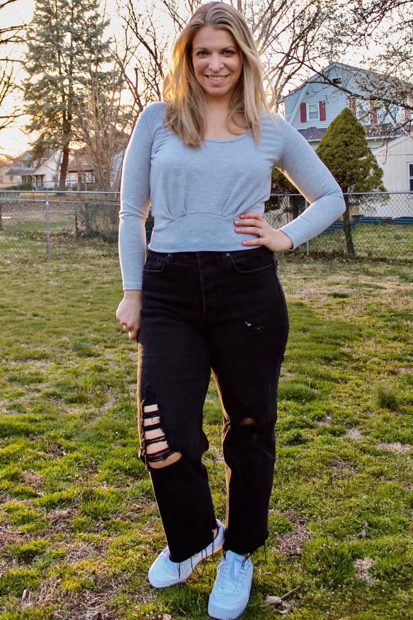 Gray Ruffle, Rib Knit Fabric - Boho Fabrics