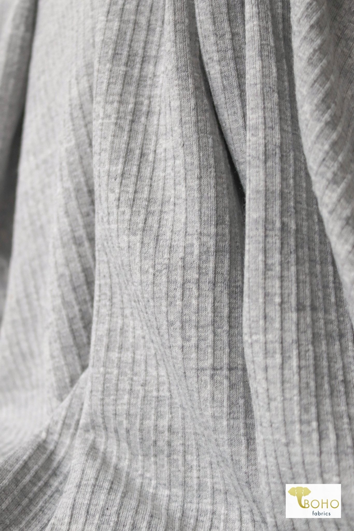 Gray Ruffle, Rib Knit Fabric - Boho Fabrics