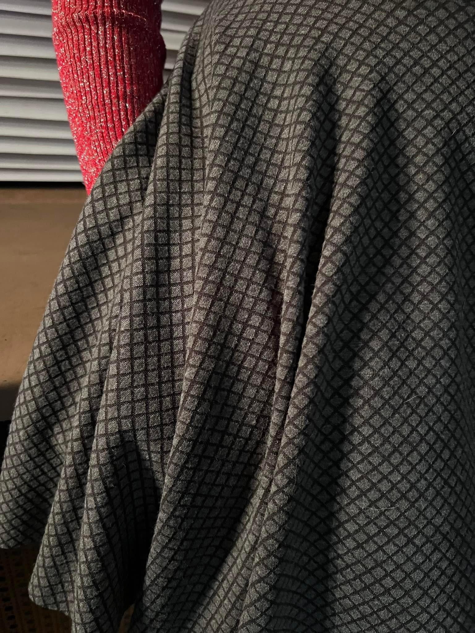 Gray Squares, Jacquard Knit - Boho Fabrics