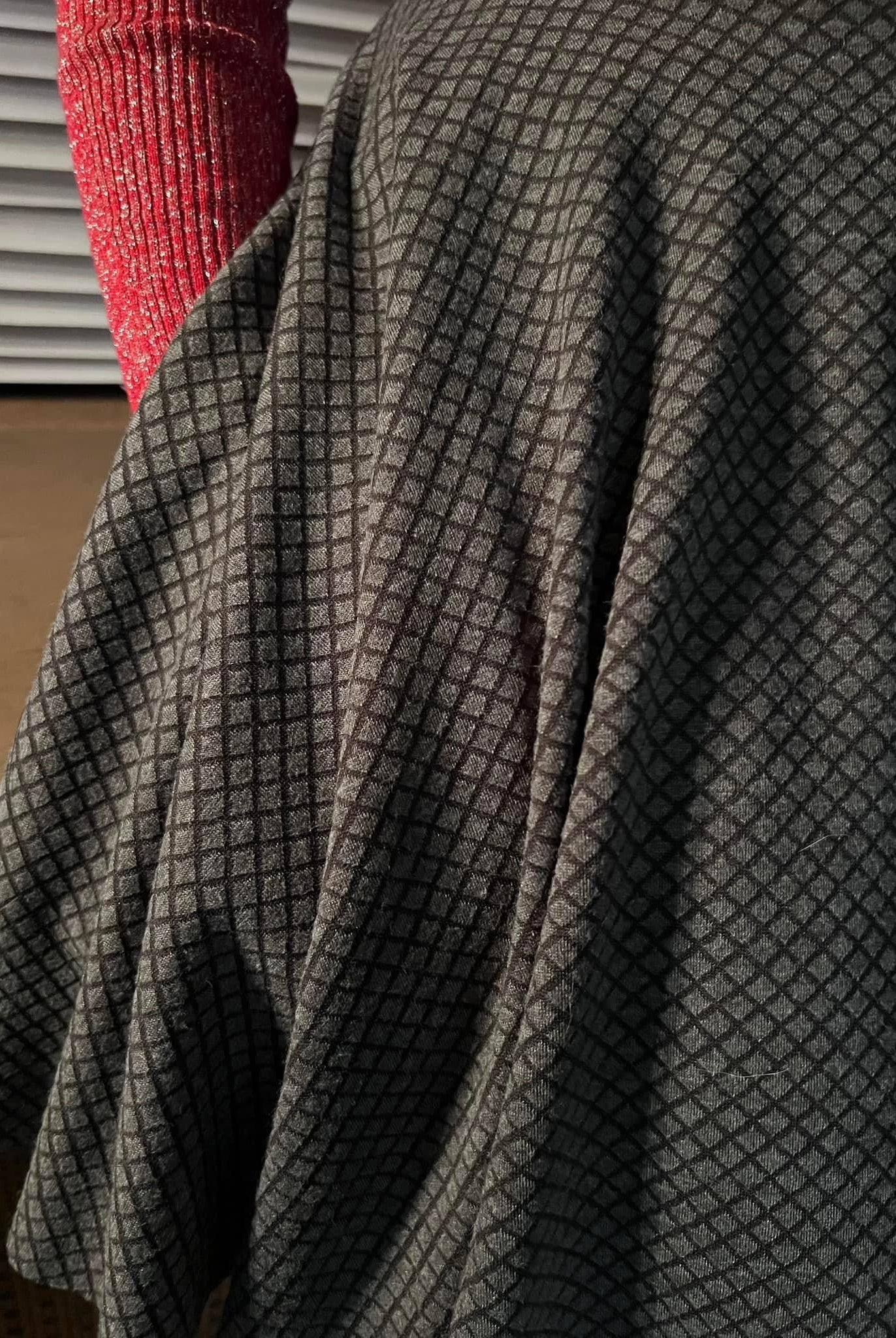 Gray Squares, Jacquard Knit - Boho Fabrics