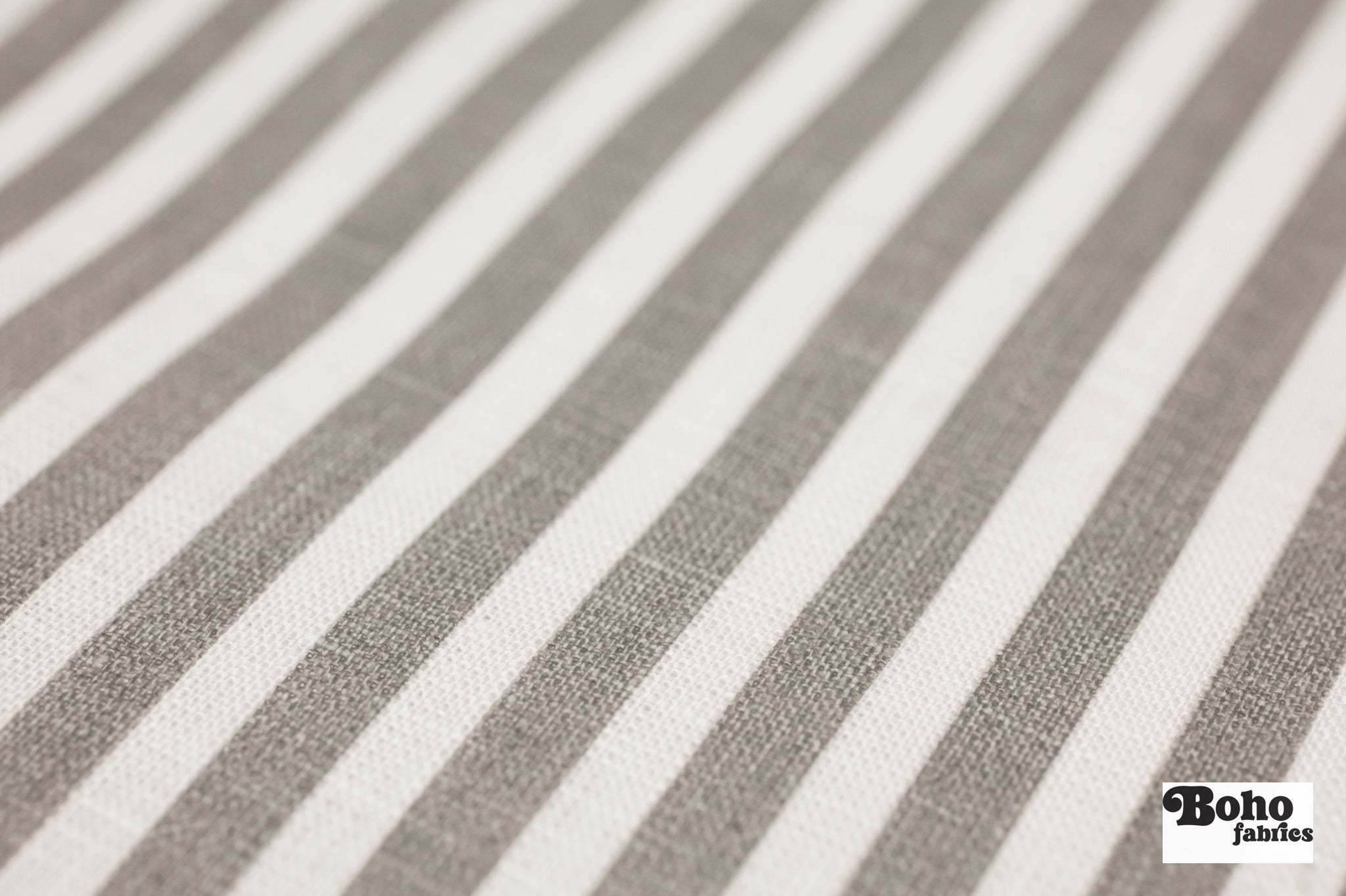 Gray & White, Striped Canvas Woven Fabric - Boho Fabrics - Woven Fabric