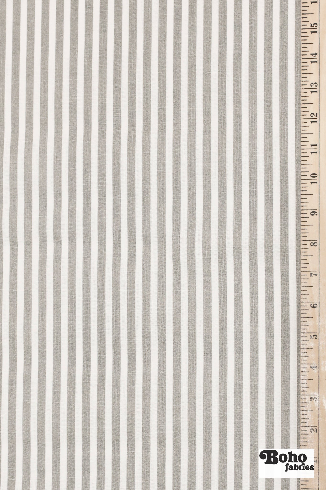 Gray & White, Striped Canvas Woven Fabric - Boho Fabrics - Woven Fabric