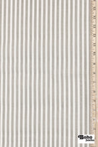 Gray & White, Striped Canvas Woven Fabric - Boho Fabrics - Woven Fabric