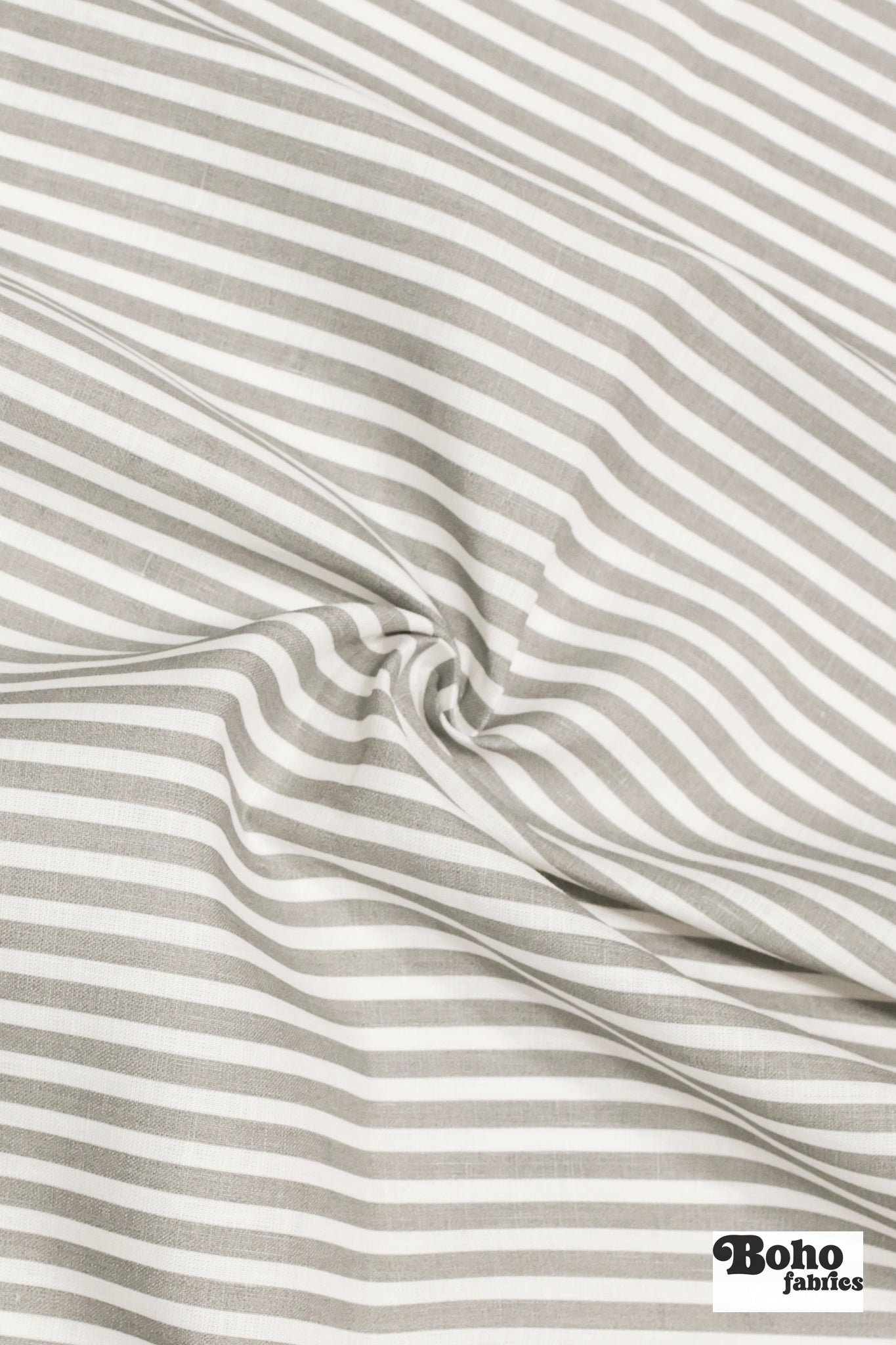 Gray & White, Striped Canvas Woven Fabric - Boho Fabrics - Woven Fabric