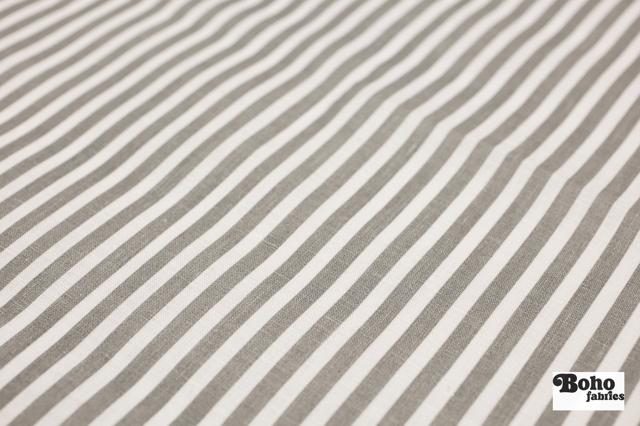 Gray & White, Striped Canvas Woven Fabric - Boho Fabrics - Woven Fabric