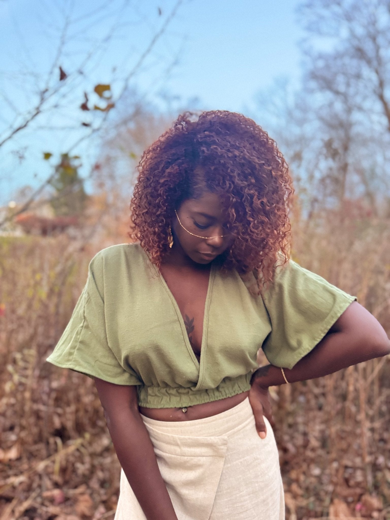 Green Brushed, Twill Woven Fabric - Boho Fabrics - Twill, Woven