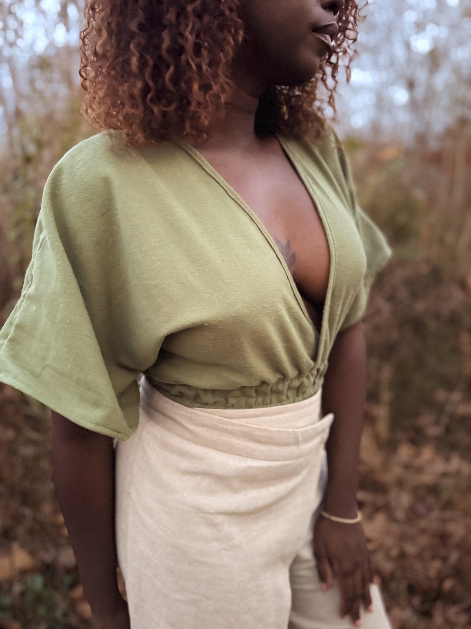 Green Brushed, Twill Woven Fabric - Boho Fabrics - Twill, Woven