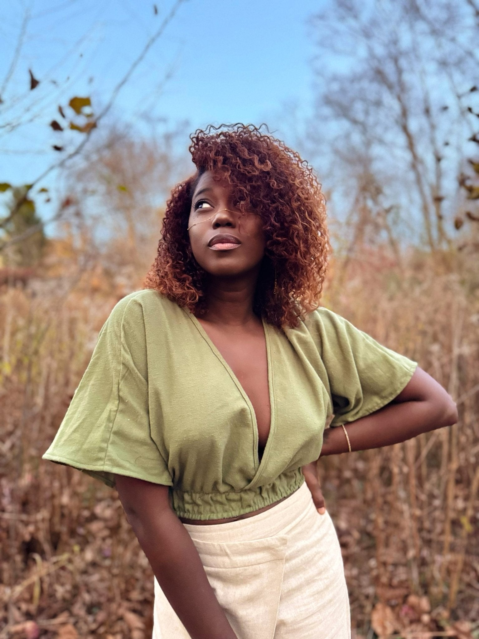 Green Brushed, Twill Woven Fabric - Boho Fabrics - Twill, Woven