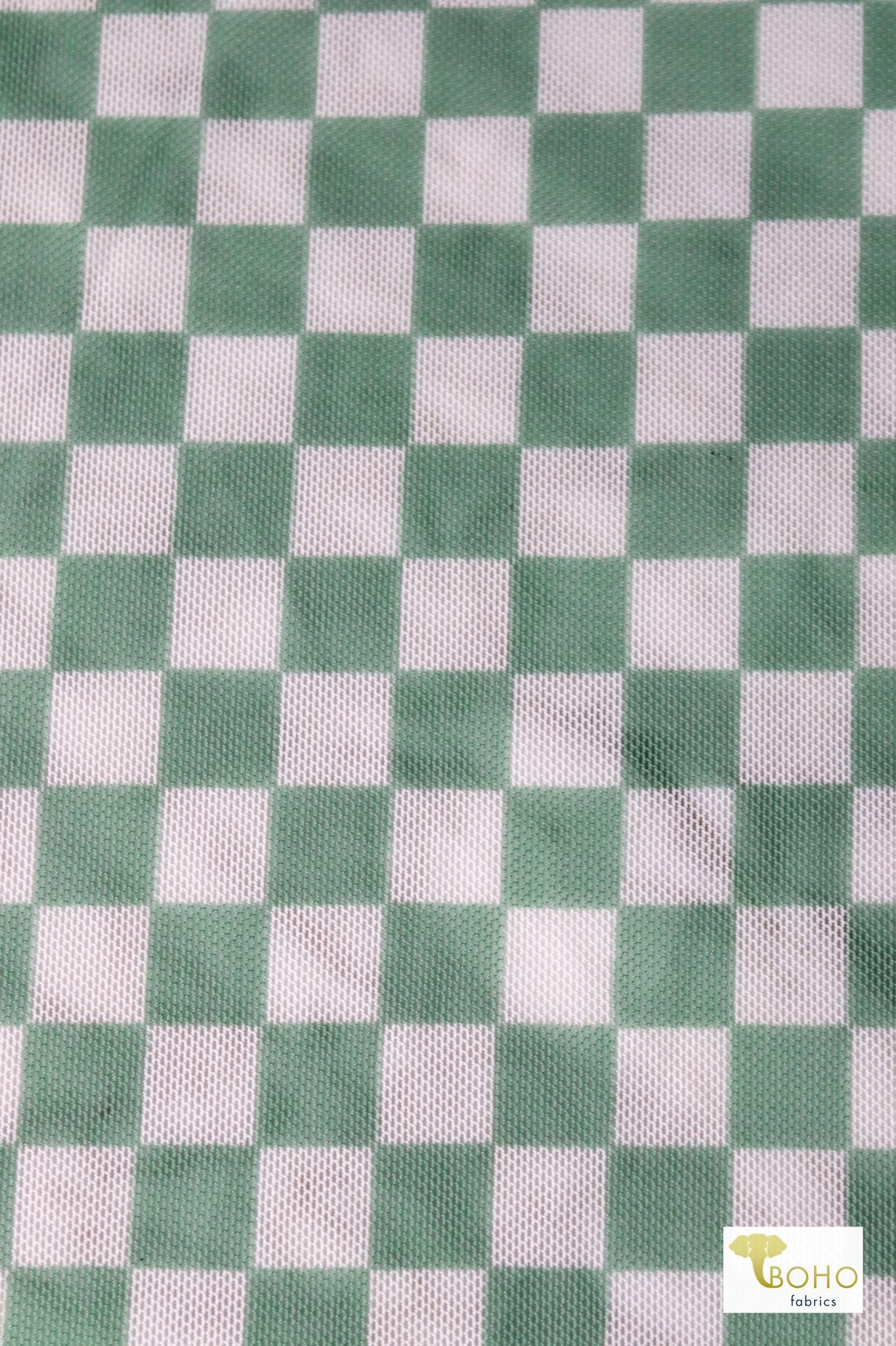 Green Checker, Stretch Mesh - Boho Fabrics