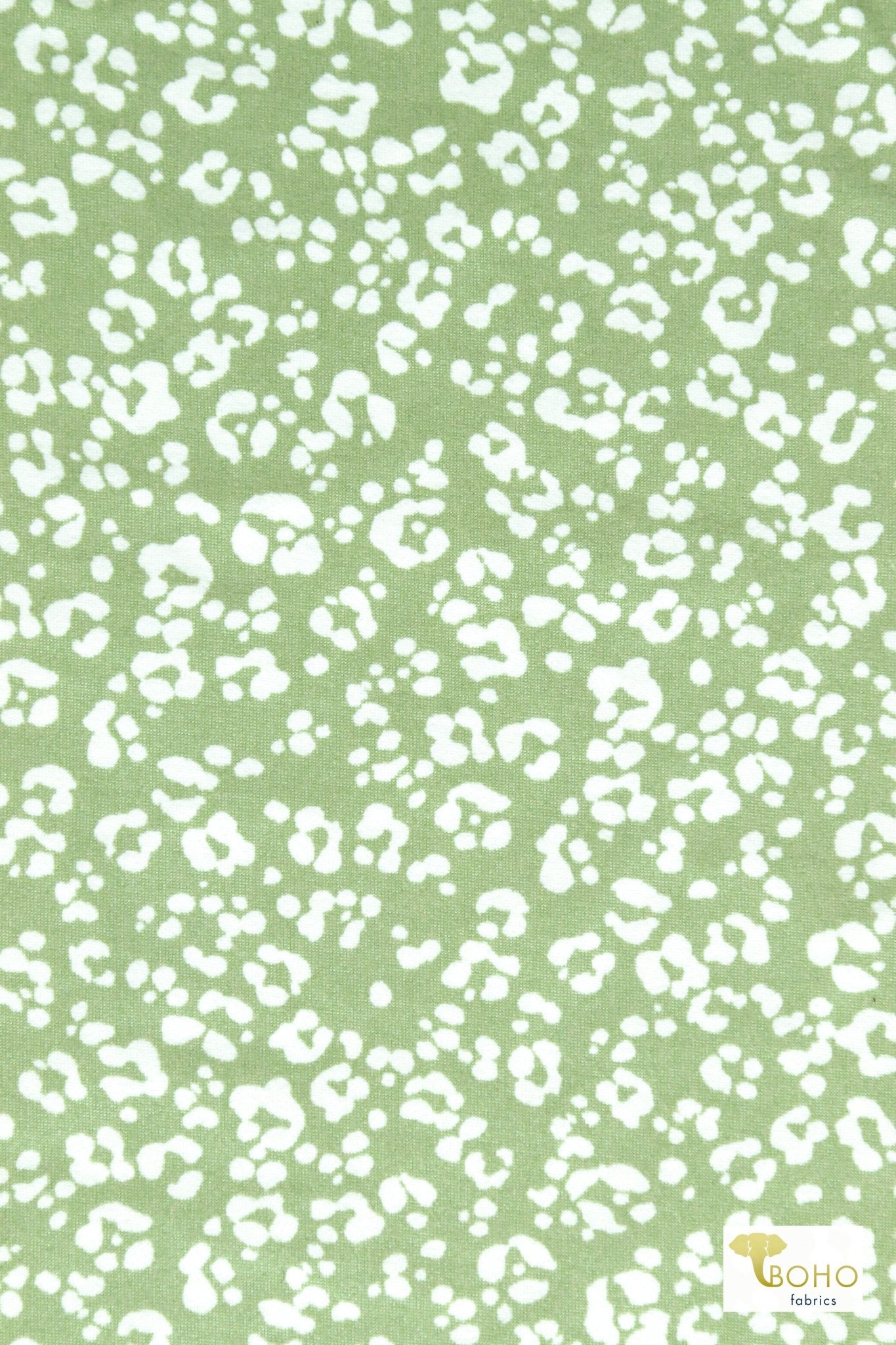 Green Cheetah, Double Brushed Poly Knit Fabric - Boho Fabrics