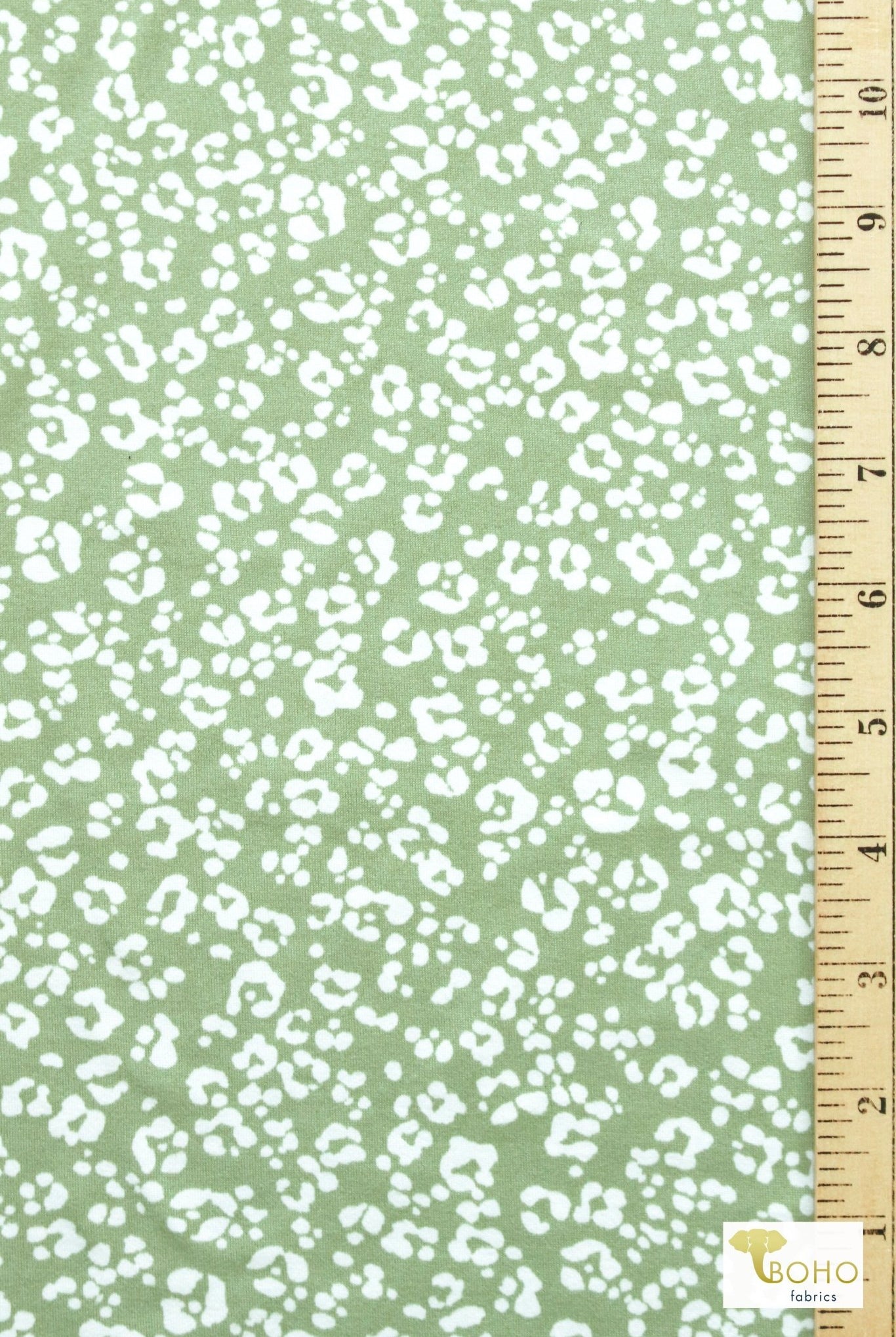 Green Cheetah, Double Brushed Poly Knit Fabric - Boho Fabrics