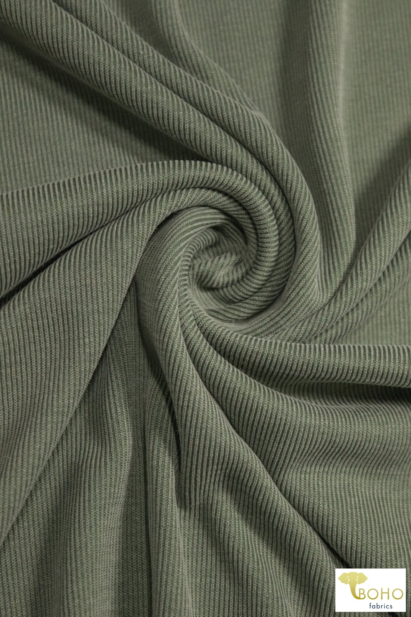 Green, Cupro Rib Knit. CUP.R-112-GRN - Boho Fabrics
