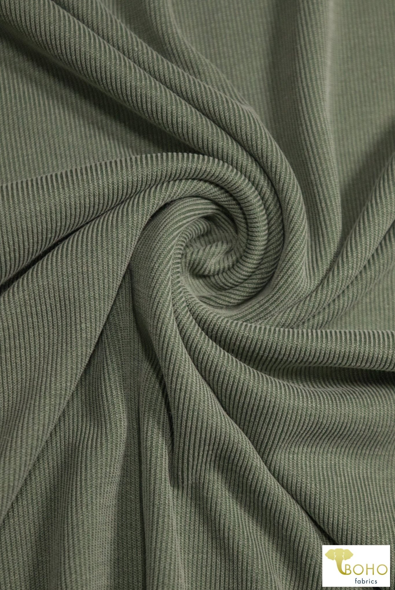 Green, Cupro Rib Knit. CUP.R-112-GRN - Boho Fabrics