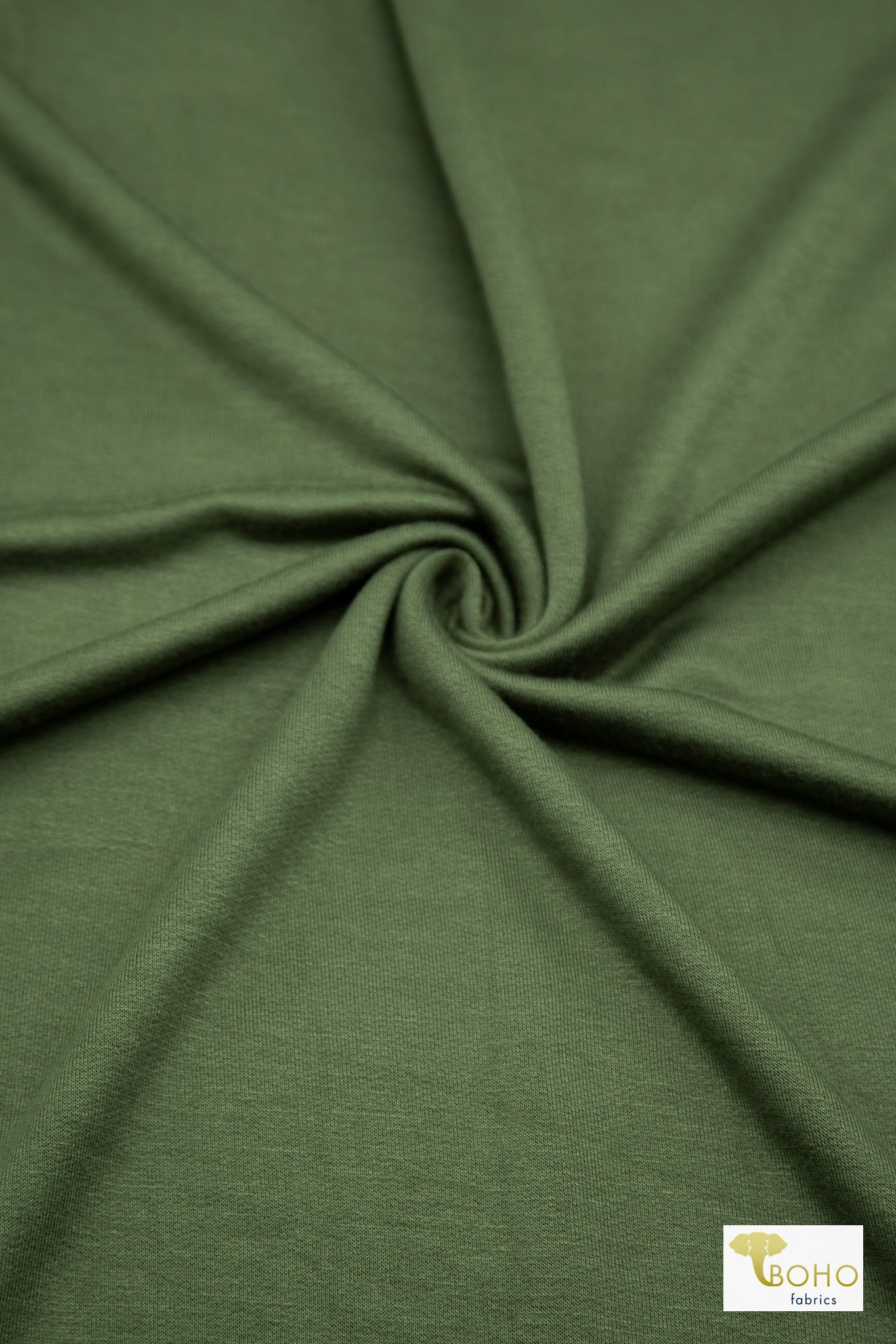 Green, French Terry Solid Knit Fabric - Boho Fabrics - French Terry Solid Knit