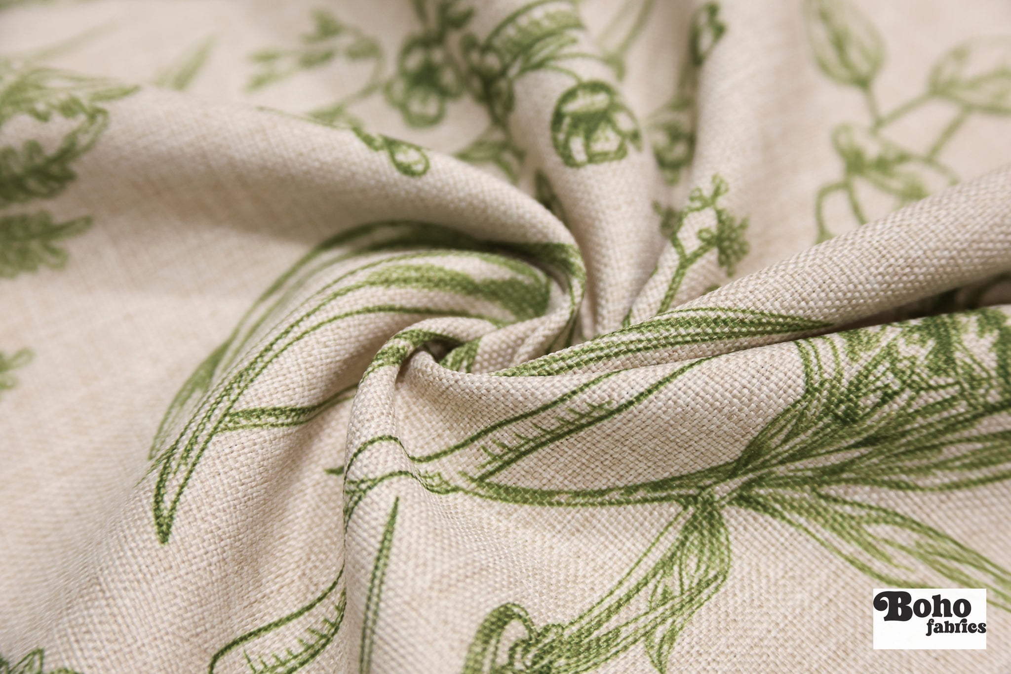 Green Garden Medley Linen-Look Woven Fabric - Boho Fabrics - Home Dec. & Upholstery Fabric
