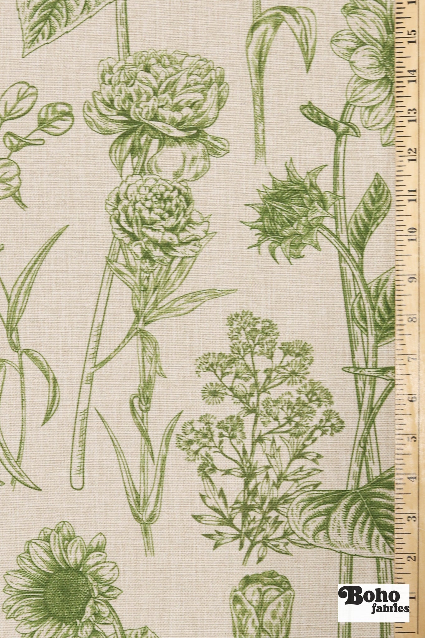 Green Garden Medley Linen-Look Woven Fabric - Boho Fabrics - Home Dec. & Upholstery Fabric