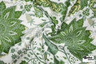 Green Jacobean Botanical Linen-Look Canvas Woven Fabric - Boho Fabrics - Home Dec. & Upholstery Fabric