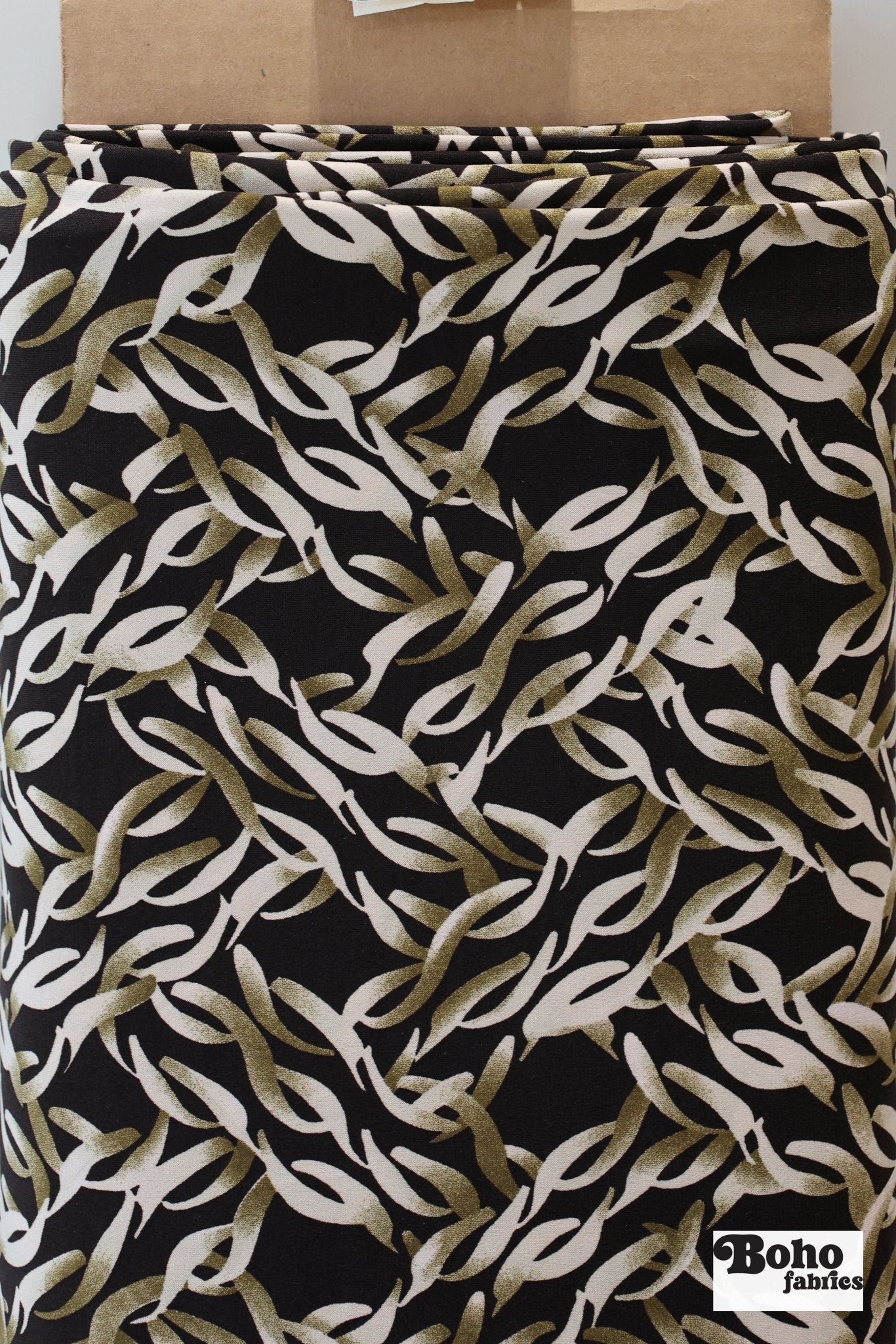 Green Leaves, ITY Print Knit Fabric. Shop Exclusive! - Boho Fabrics - ITY/DTY Knits