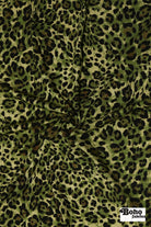 Green Leopard Print, Rayon Spandex Jersey Knit Fabric - Boho Fabrics - Rayon Jersey Solid, Knit Fabric