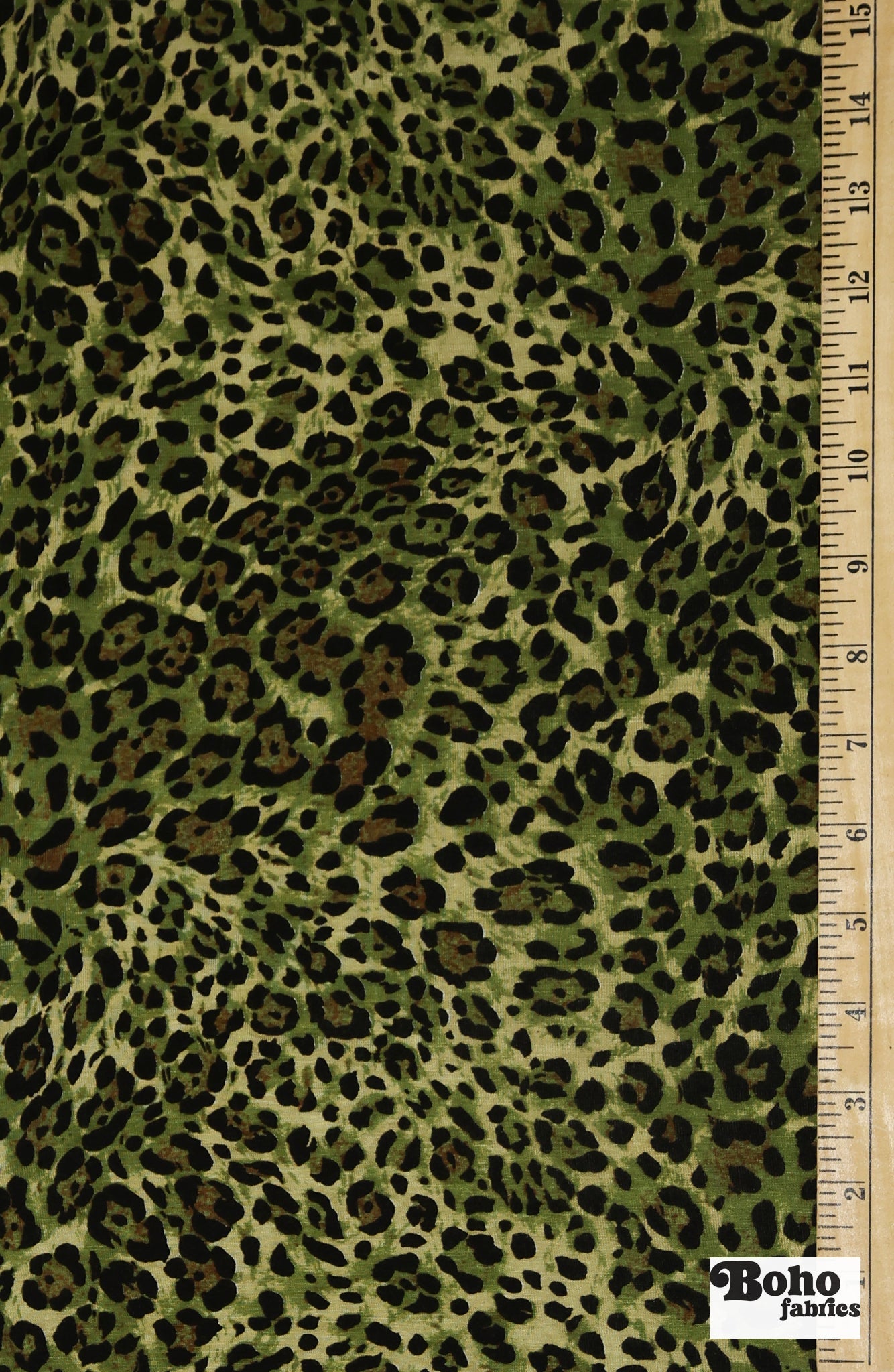Green Leopard Print, Rayon Spandex Jersey Knit Fabric - Boho Fabrics - Rayon Jersey Solid, Knit Fabric