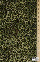 Green Leopard Print, Rayon Spandex Jersey Knit Fabric - Boho Fabrics - Rayon Jersey Solid, Knit Fabric