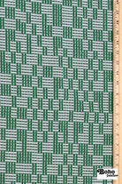 Green & Pale Blue Basketweave Grid Upholstery Woven Fabric - Boho Fabrics - Home Dec. & Upholstery Fabric