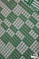 Green & Pale Blue Basketweave Grid Upholstery Woven Fabric - Boho Fabrics - Home Dec. & Upholstery Fabric