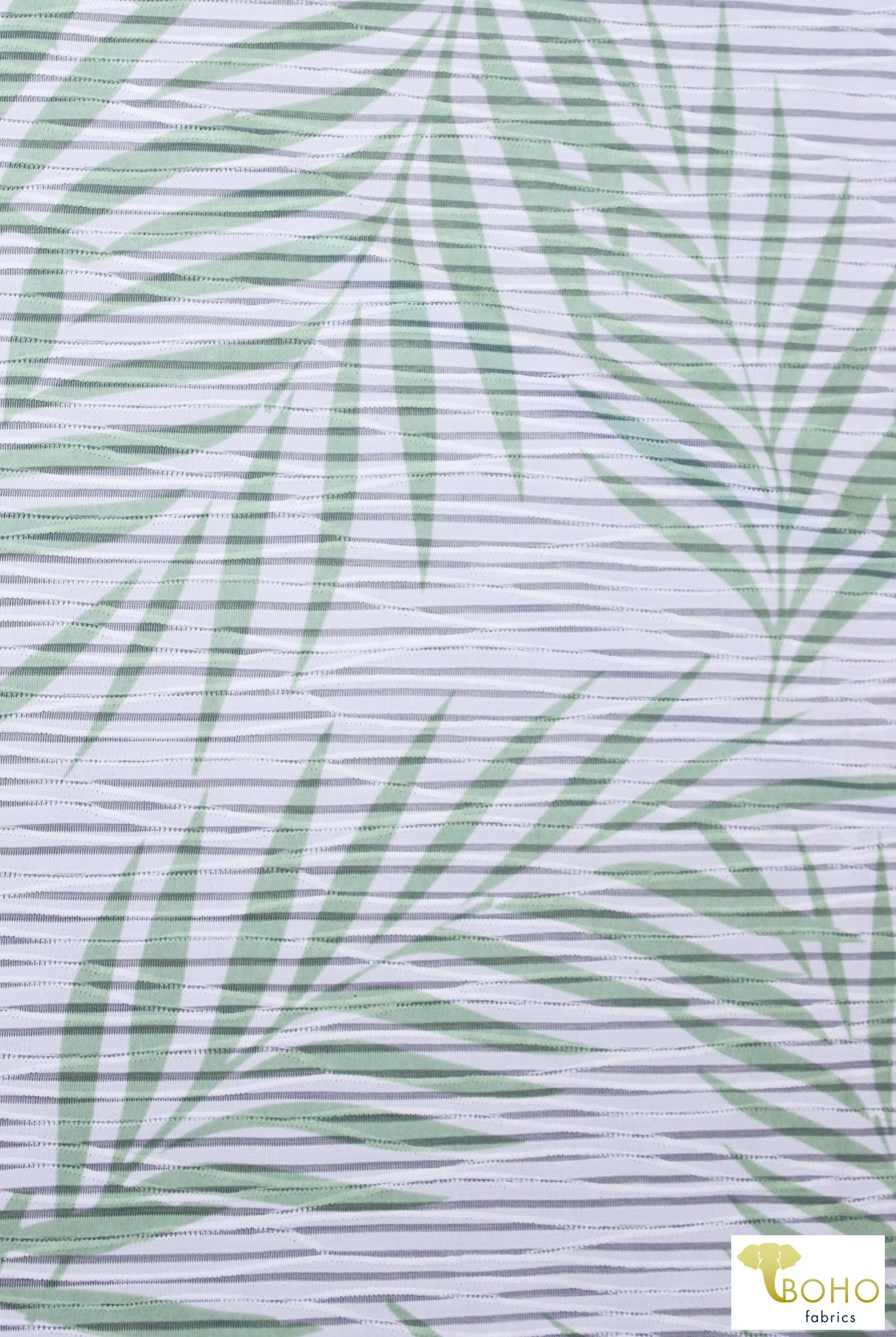 Green Palms, Burnout Jersey Knit. JER-P-108-GRN - Boho Fabrics