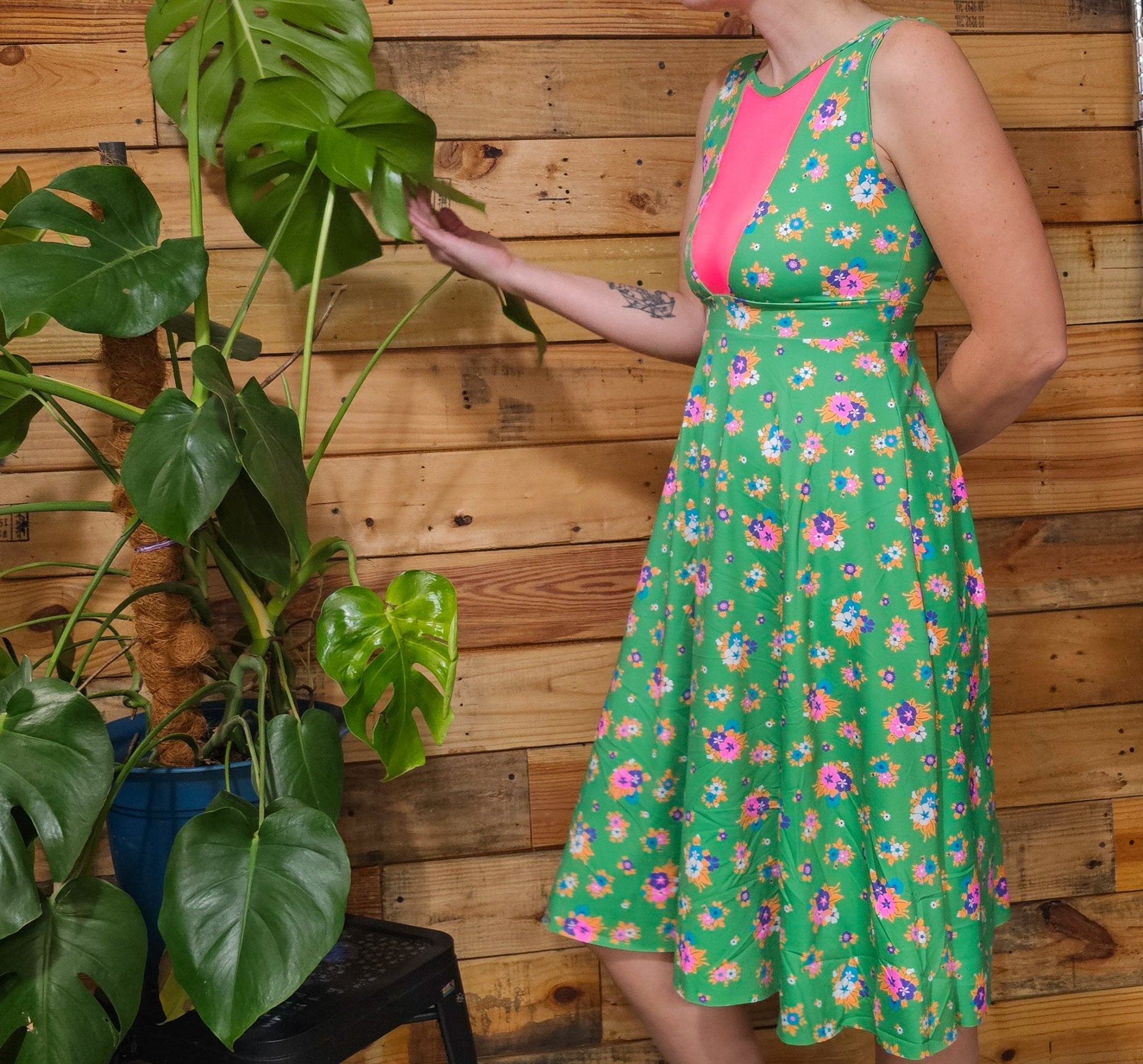 Green Picnic, Printed Athletic Knit Fabric - Boho Fabrics - Athletic Knit Fabric