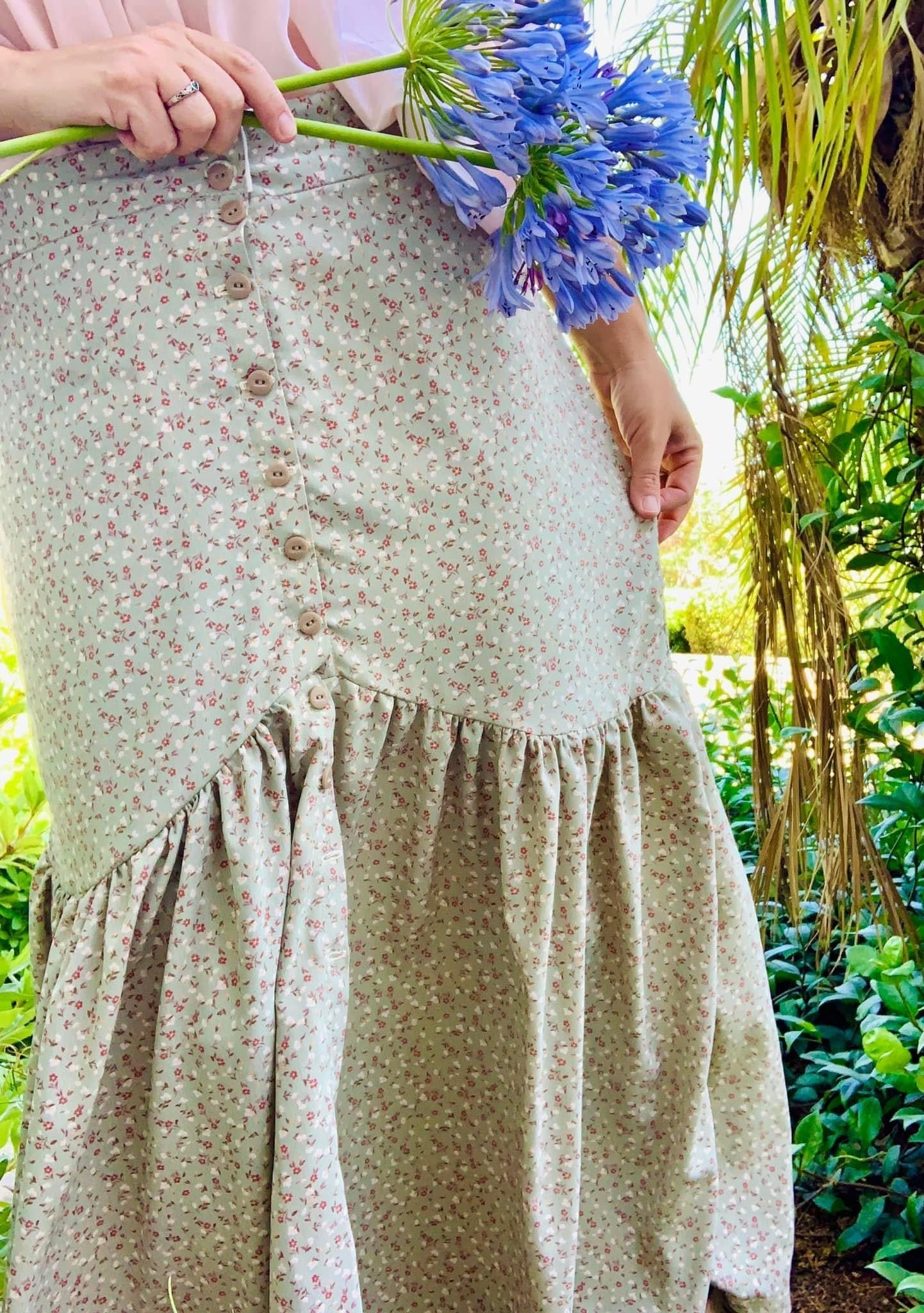 Green Prairie Florals, Georgette Woven - Boho Fabrics