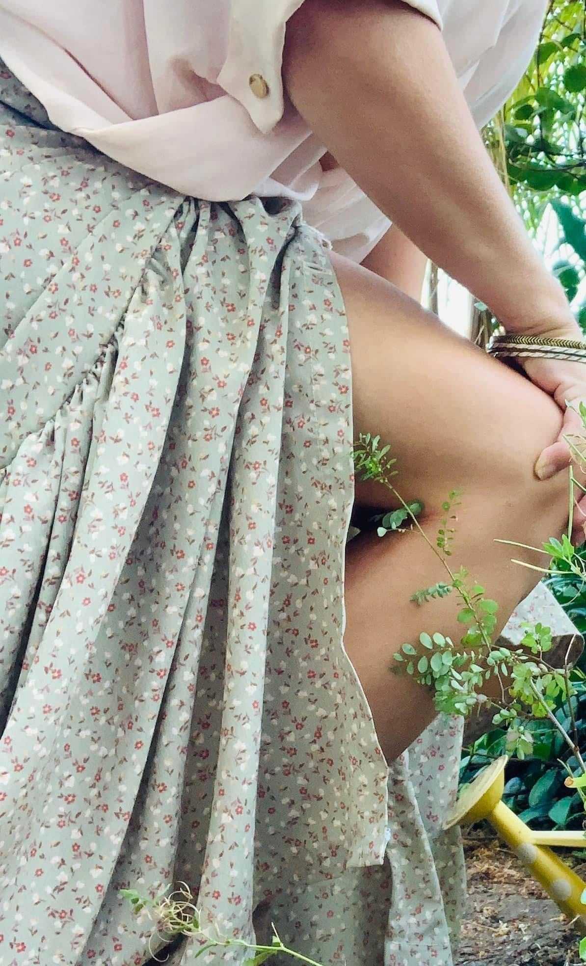 Green Prairie Florals, Georgette Woven - Boho Fabrics