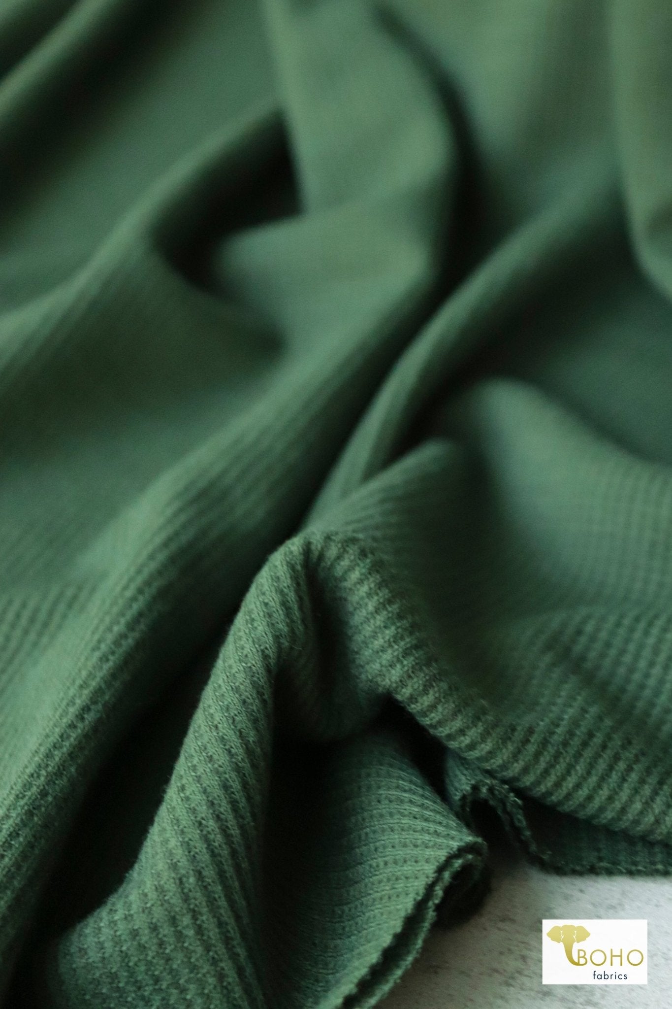 Green, Thermal Knit. WAFF - Boho Fabrics